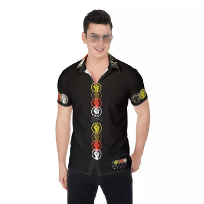 Unity Wear Men's Black Short Sleeve Full Print Button Up Shirt