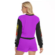 Unity Wear All-Over Print Women's Hot Lavender Short Sweatshirt and Pants Suit