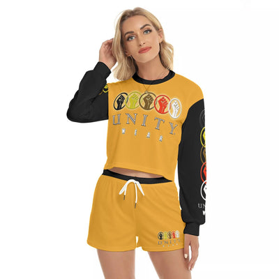Unity Wear All-Over Print Women's Gold Short Sweatshirt and Pants Suit