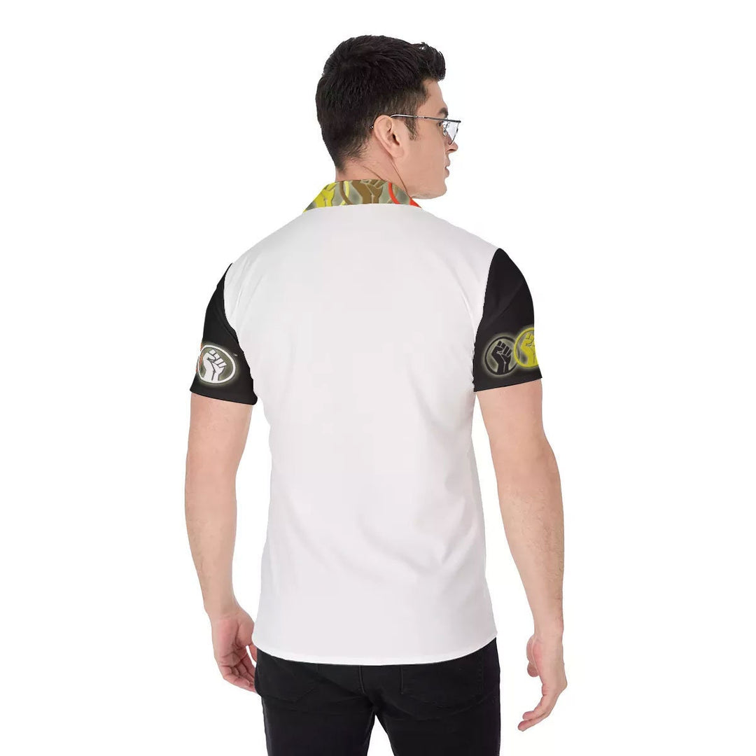 Unity Wear Black Short Sleeve White Full Print Button Up Shirt