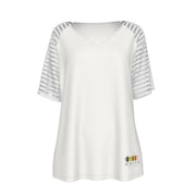Unity Wear Women's White Deep V-Neck Raglan Sleeve T-Shirt