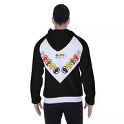 Unity Wear Black and White Men's Heavy Fleece Raglan Zip Up Hoodie With Pocket