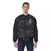 Unity Wear Cross Black Camouflage with Black Sleeves Men's Bomber Jacket