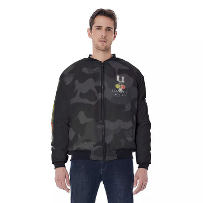 Unity Wear Cross Black Camouflage with Black Sleeves Men's Bomber Jacket
