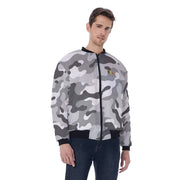 Unity Wear White and Grey Camouflage Print Men's Bomber Jacket