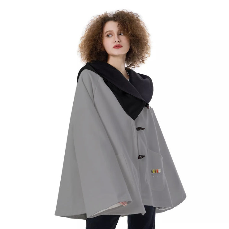 Unity Wear Grey Women's Black Hooded Flared Coat