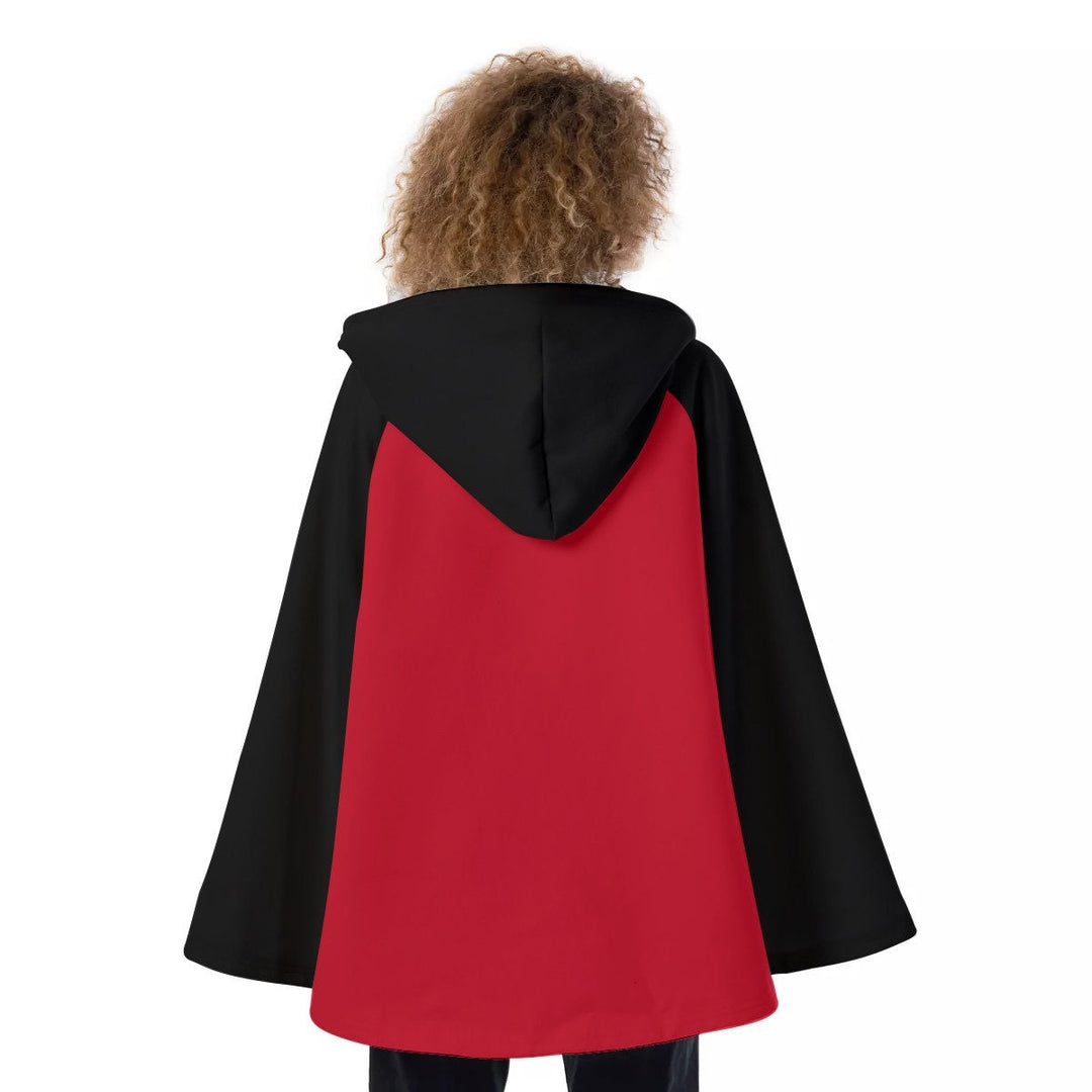 Unity Wear Women's Red with Black Sleeves and Black Hooded Flared Coat