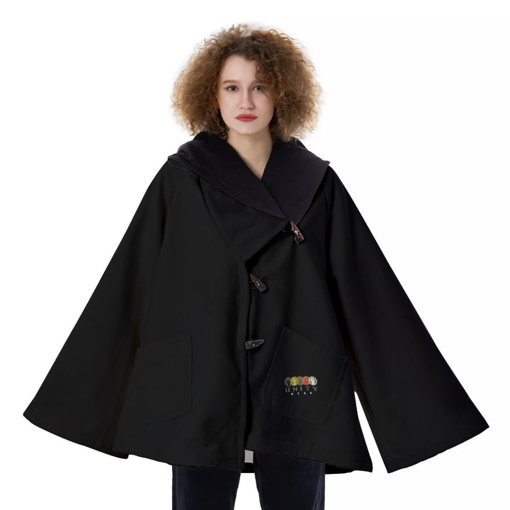 Unity Wear Women's Black Hooded Flared Coat