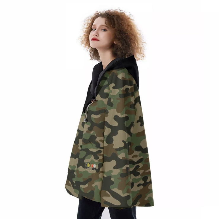 Unity Wear Women's OG Camouflage with Black Hooded Flared Coat