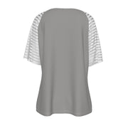 Unity Wear Women's Grey Deep V-Neck Raglan Sleeve T-Shirt