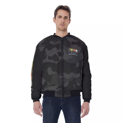 Unity Wear Black Camouflage with Black Sleeves Men's Bomber Jacket