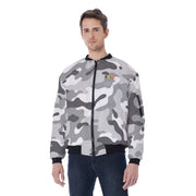 Unity Wear White and Grey Camouflage Print Men's Bomber Jacket