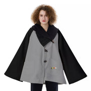Unity Wear Grey Women's Black Sleeves and Black Hooded Flared Coat