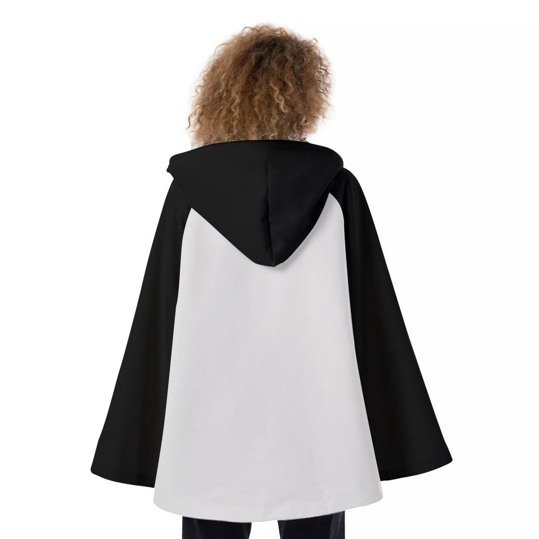Unity Wear Women's White with Black Sleeves and Black Hooded Flared Coat