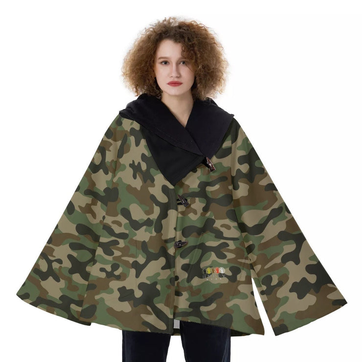 Unity Wear Women's OG Camouflage with Black Hooded Flared Coat