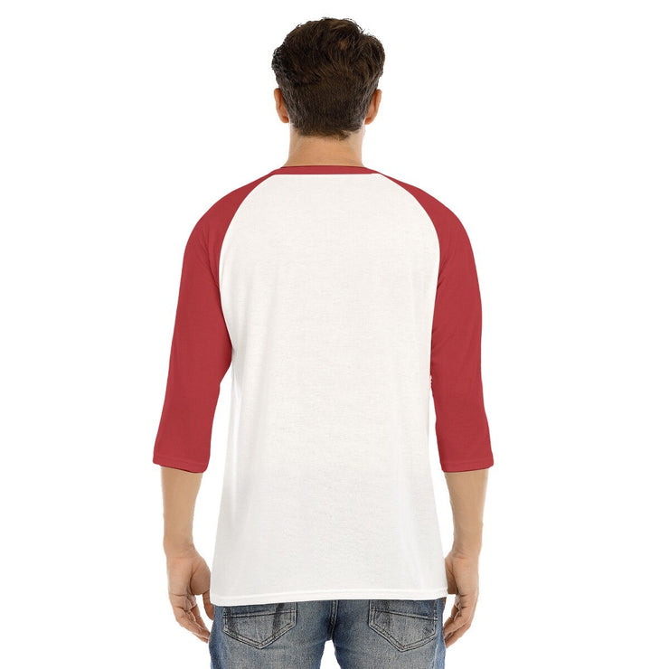 Jesus is the Glue Red Men's O-neck 3/4 Raglan Sleeve T-shirt