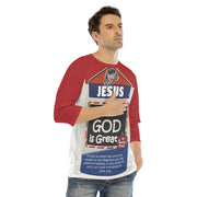 Jesus is the Glue Red Men's O-neck 3/4 Raglan Sleeve T-shirt